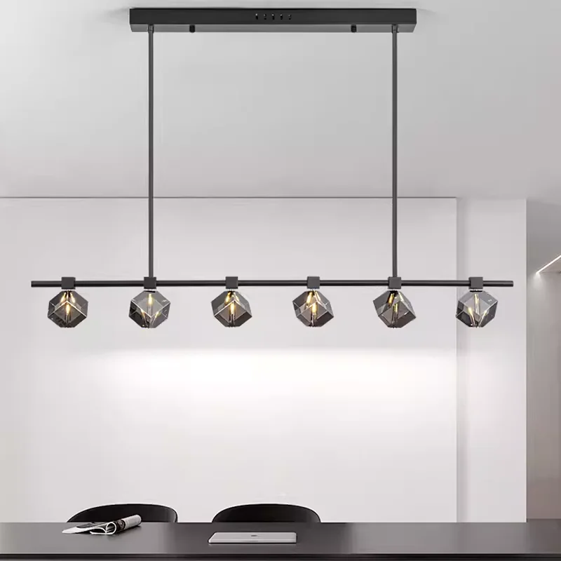 Новая современная хрустальная люстра для столовой, одноместный подвесной светодиодный светильник в стиле island, хром / черный cristal lustre