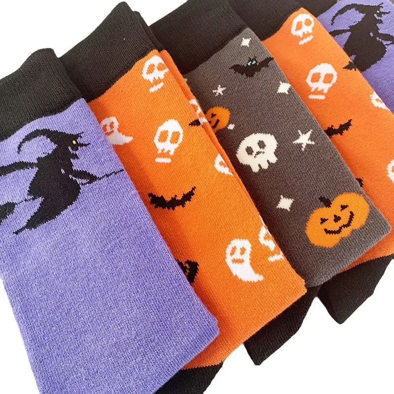 Новые забавные женские носки Ins на осень и зиму, женские чулки с изображением тыквы на Хэллоуин, пара чулок