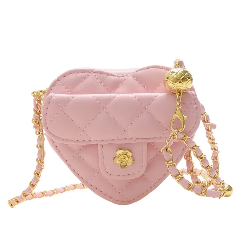 Новый детский кошелек с персиковым сердечком, сумка-мессенджер на цепочке, сумка-ромб, сумка для хранения, Маленький рюкзак