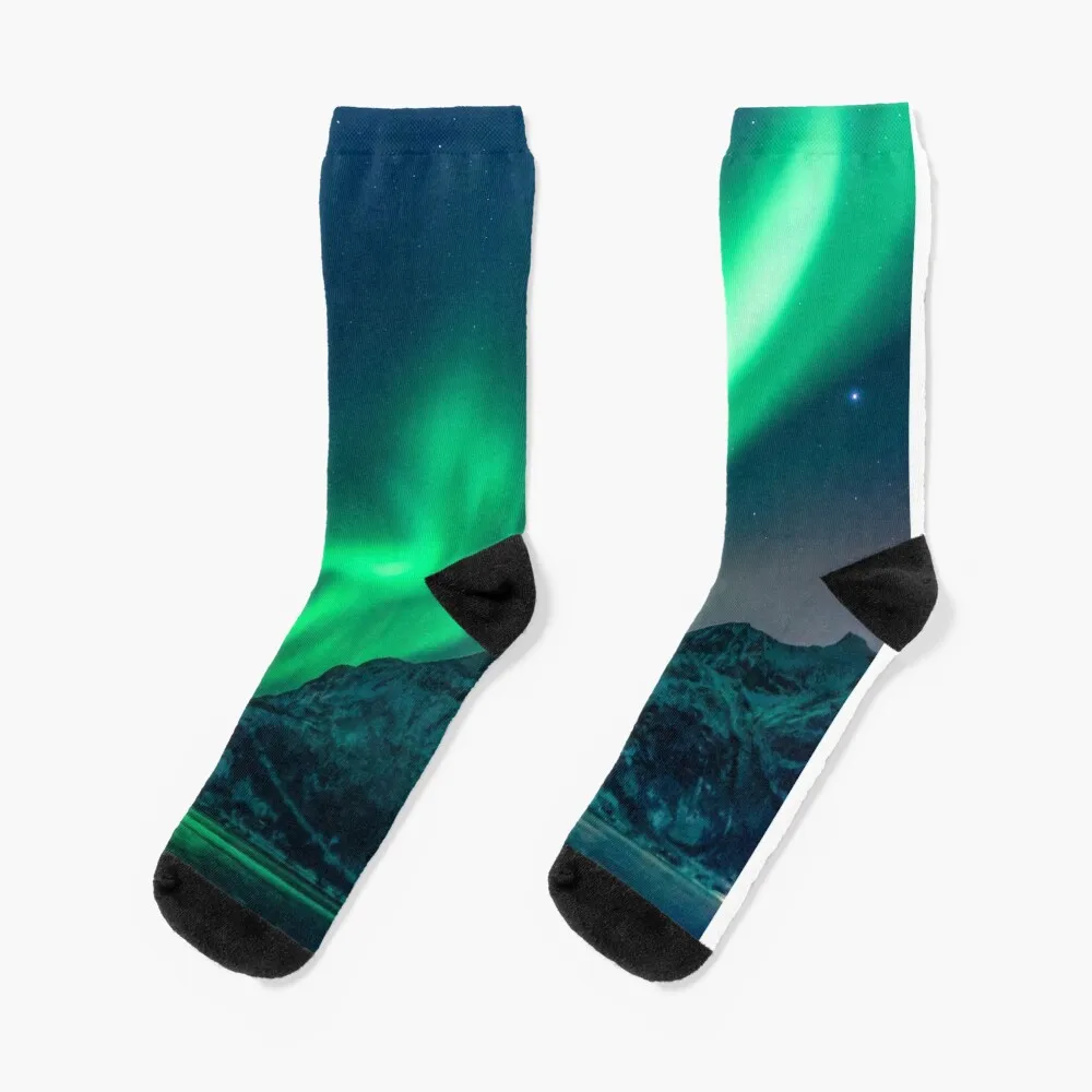 Носки Aurora Borealis (Северное сияние) рождественский подарок crazy Socks Girl Мужские