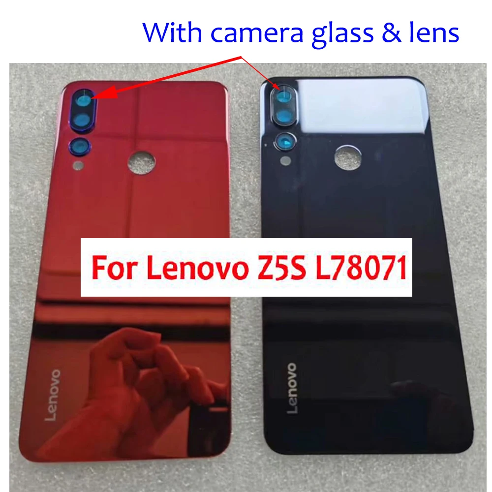 Оригинальная задняя крышка аккумулятора, корпус задней двери, чехол для Lenovo Z5S L78071 + Стеклянный объектив камеры, крышка телефона с клейкой лентой