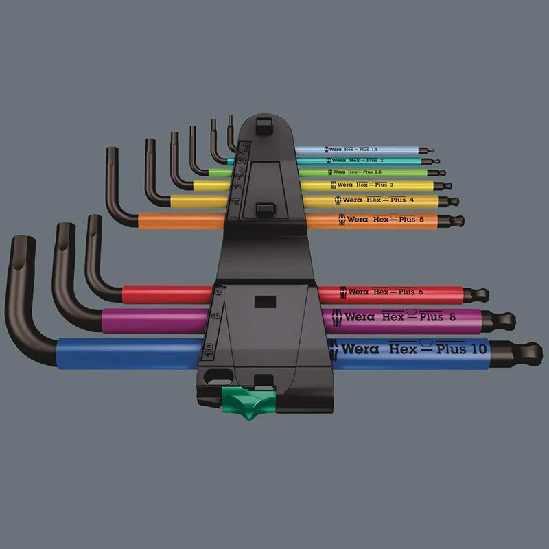 Оригинальный набор ключей WERA Tools 05073593001 950 SPKL / 9 SM N SB с длинным рычагом и шестигранной головкой, 39 штук, набор разноцветных L-образных ключей, шаровой наконечник, простое использование