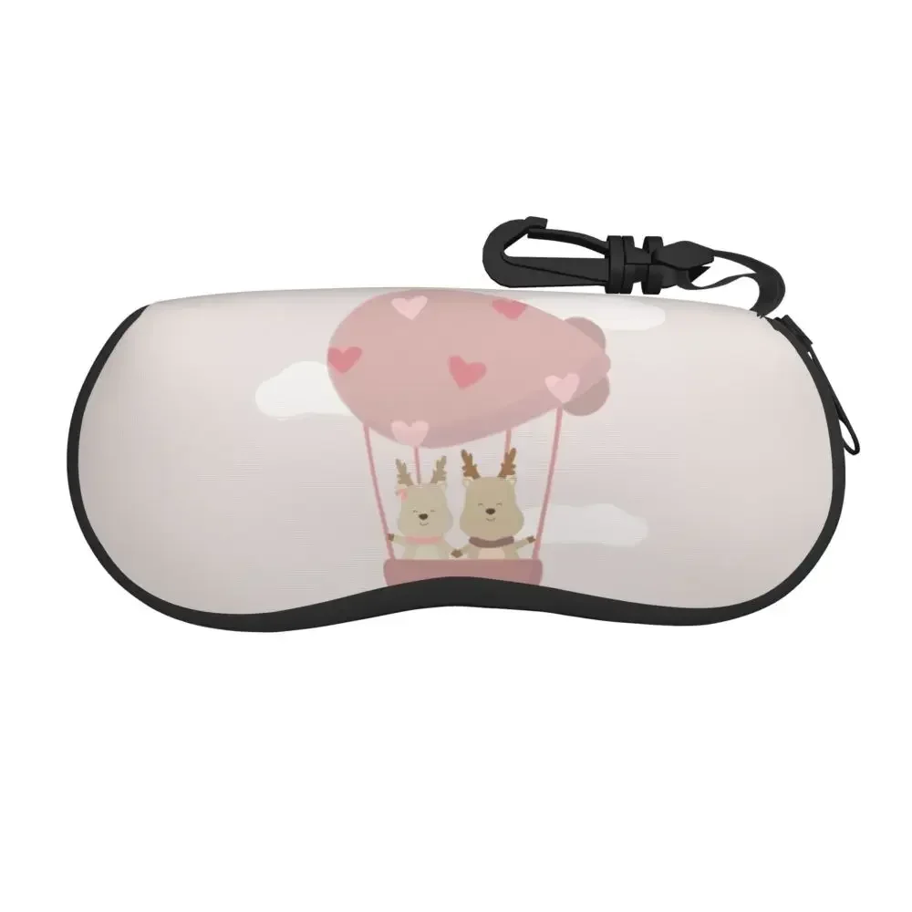Переносной чехол для очков Милые солнцезащитные очки с воздушным шаром для любителей оленей Мягкая коробка для очков с ремешком на молнии Защита для очков