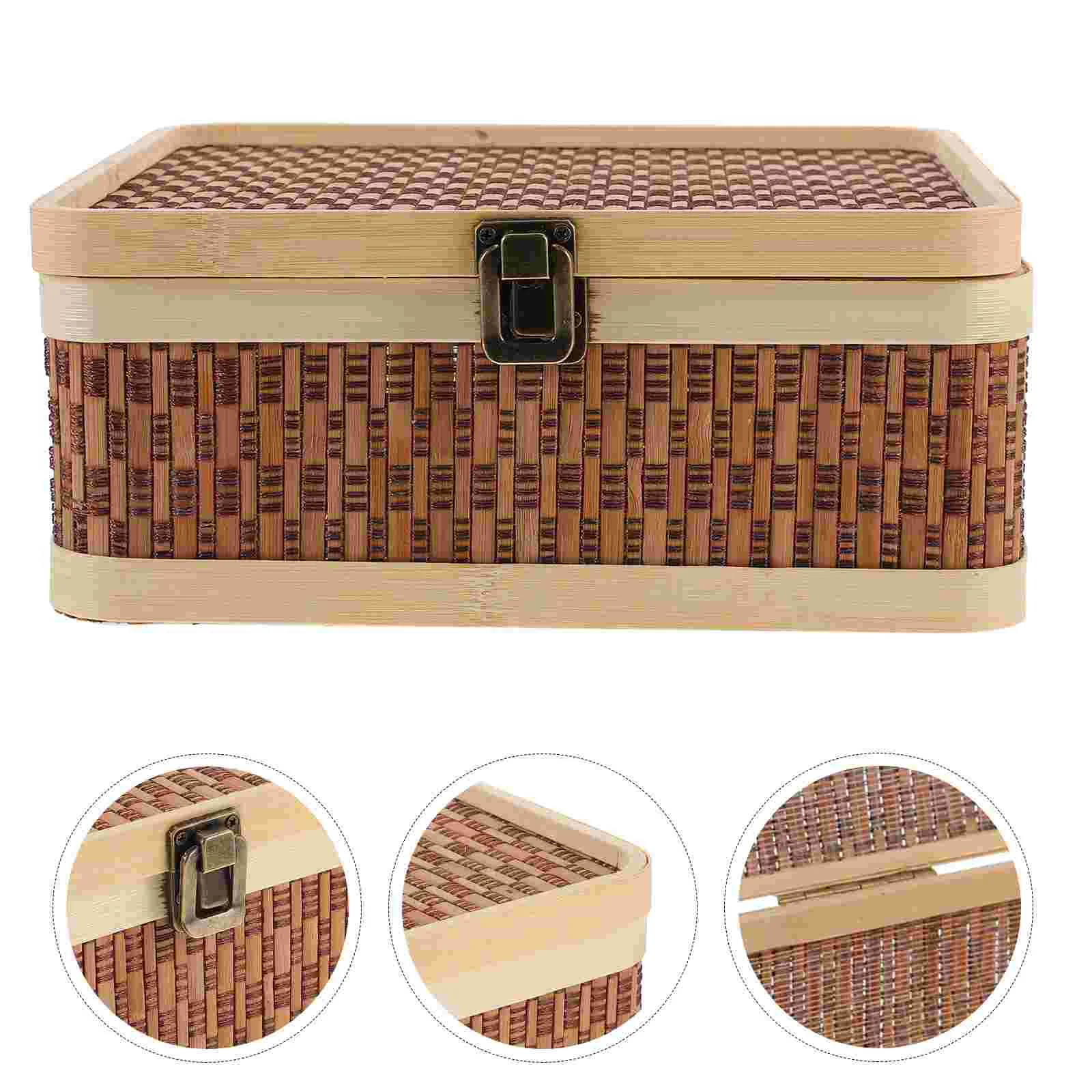 Плетеный из бамбука Ящик для хранения, Декоративная коробка в деревенском стиле, Подарочная коробка, упаковка для десертов