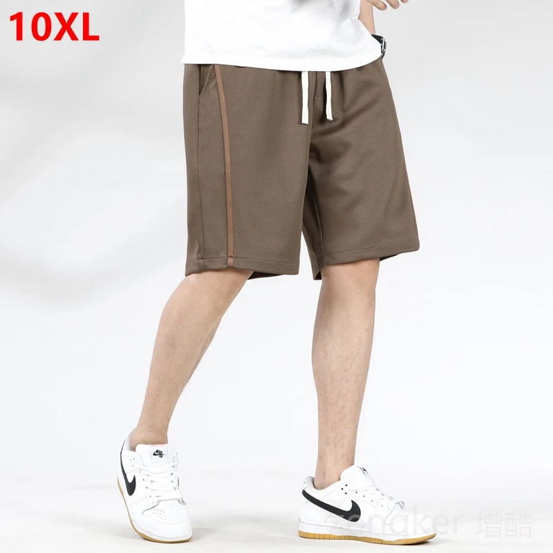 Повседневные шорты оверсайз для мальчиков, летние свободные стрейчевые пятиточечные брюки, мужские тонкие трикотажные спортивные спортивные штаны, шорты для мужчин 10XL