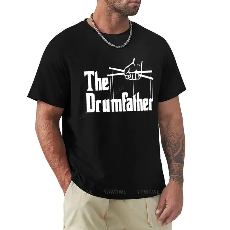 Подарок Drumfather Для любителей барабанов, футболка, милая одежда, графическая футболка, мужские графические футболки, черная мужская летняя футболка