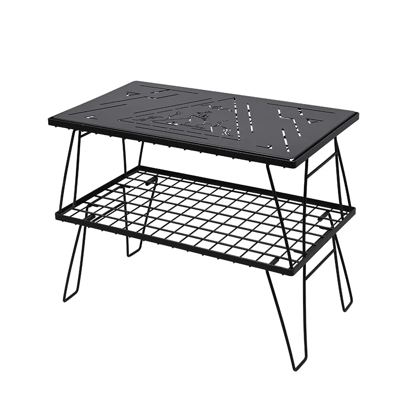 Портативный железный сетчатый стол для кемпинга и пикника на открытом воздухе, складной и сращивающий сетчатый стол для барбекю, многофункциональный железный стеллаж для хранения