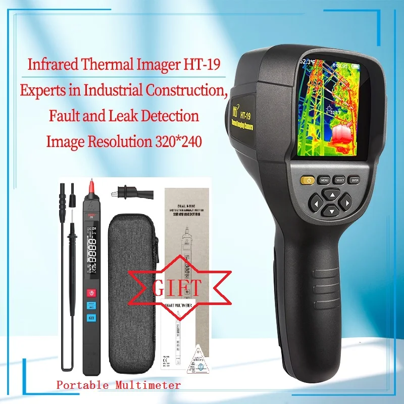 Портативный инфракрасный тепловизор HT-19 Professional Edition 320 * 240 HD Детектор 0.07 высокой чувствительности