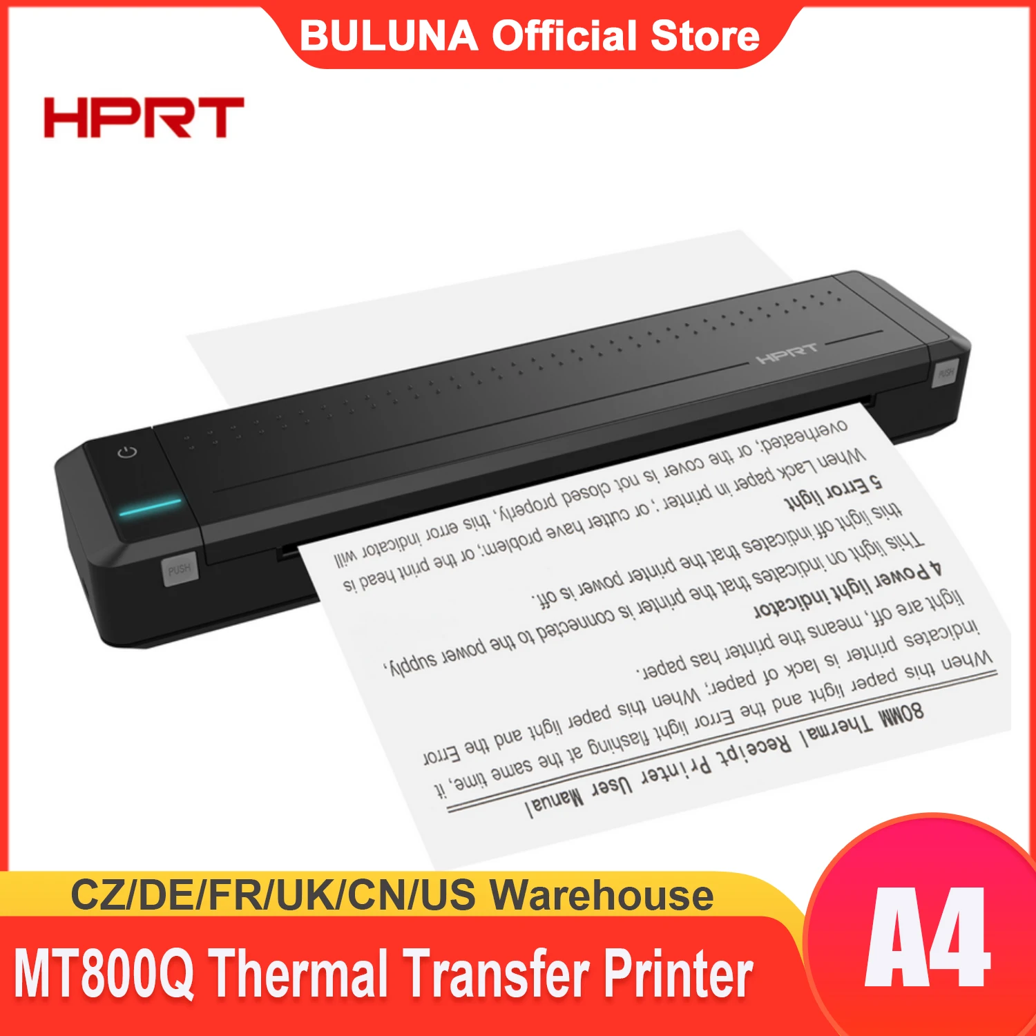 Портативный термотрансферный принтер HPRT MT800Q формата А4 с беспроводным подключением и USB-разъемом для печати без чернил для офиса, школы, автомобиля, принтера для путешествий