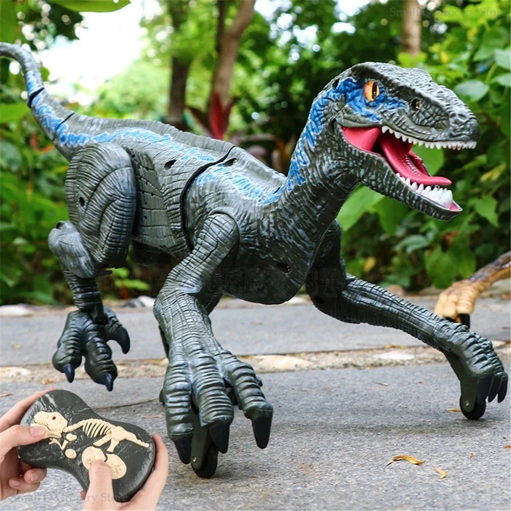 Радиоуправляемый Динозавр Раптор Velociraptor Roar Ходячий Свет Электрический Пульт Дистанционного Управления Модель Животного Детские Игрушки Для Мальчиков Рождественские Подарки