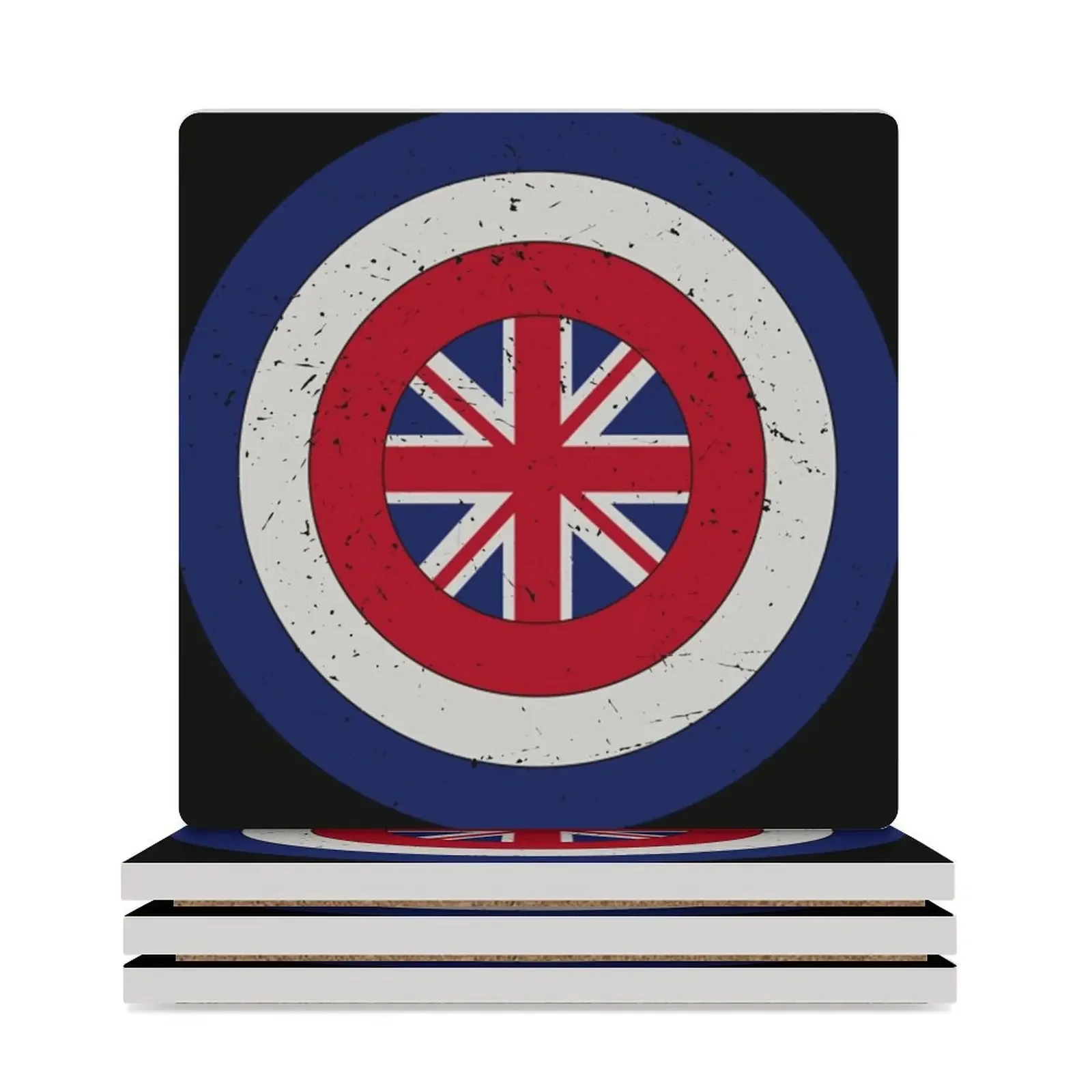 Ретро Капитан Картер - Британский щит капитана - Керамические подставки под британский флаг (квадратные) Рождественские подставки для напитков