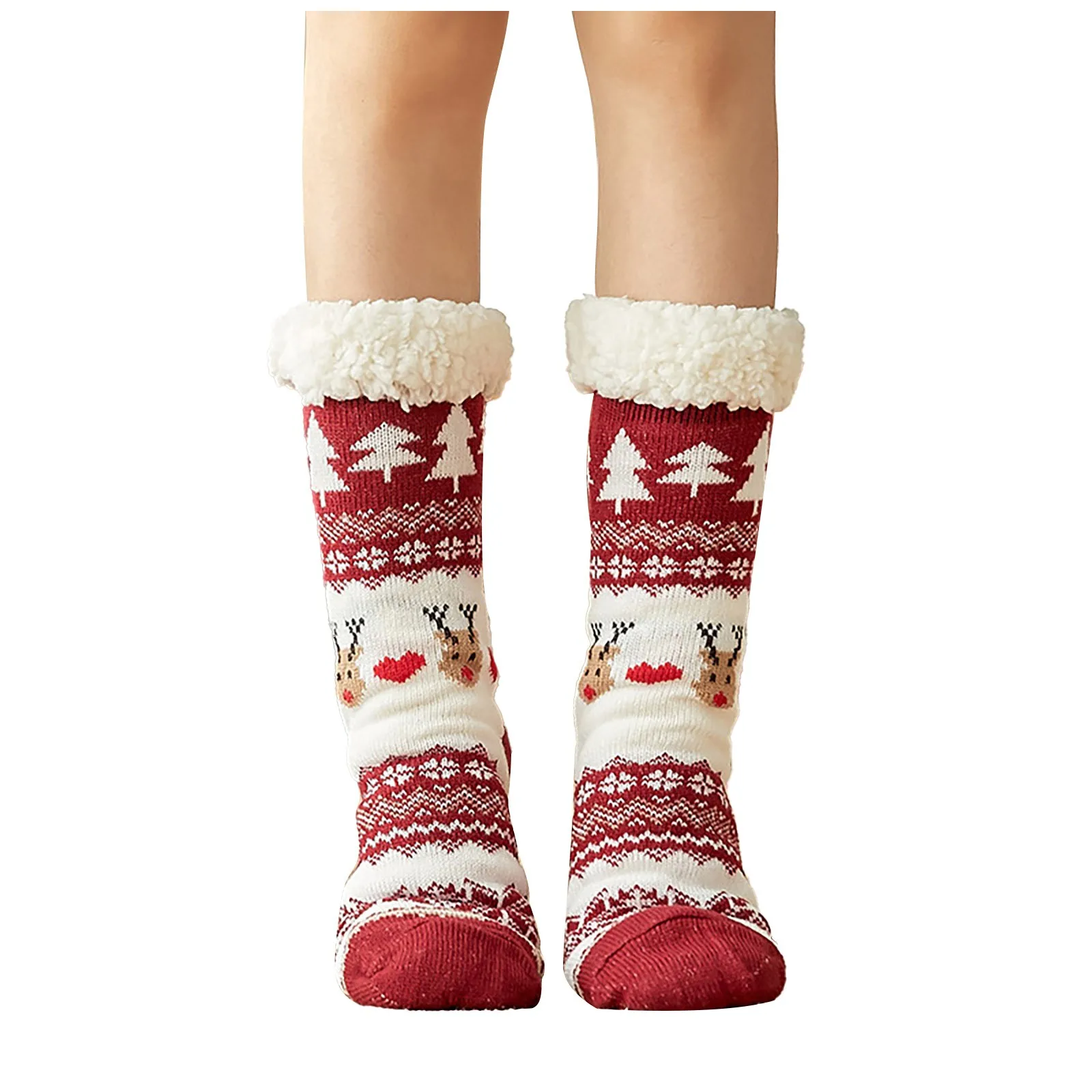 Рождественские носки Для женщин и девочек, более толстые Теплые зимние Забавные носки с принтом панды для домашнего пола, противоскользящие Calcetines Mujer
