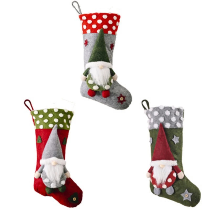 Рождественские украшения, рождественские носки из плюша пожилого ягненка, витрина с безликой куклой, Рождественские носки, подарочный пакет