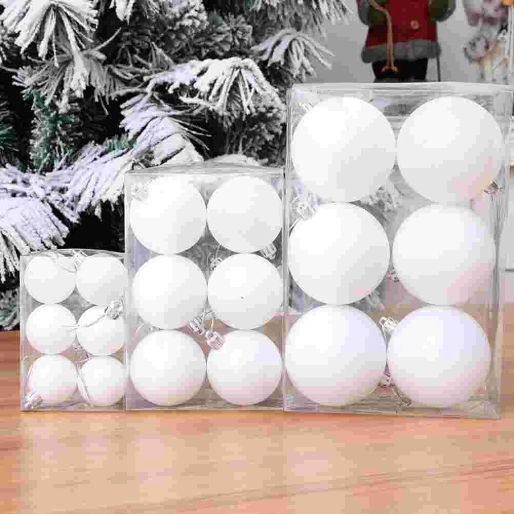 Рождественские шары орнамент Рождественская елка Небьющиеся безделушки Белые пластиковые подвески Праздничные украшения