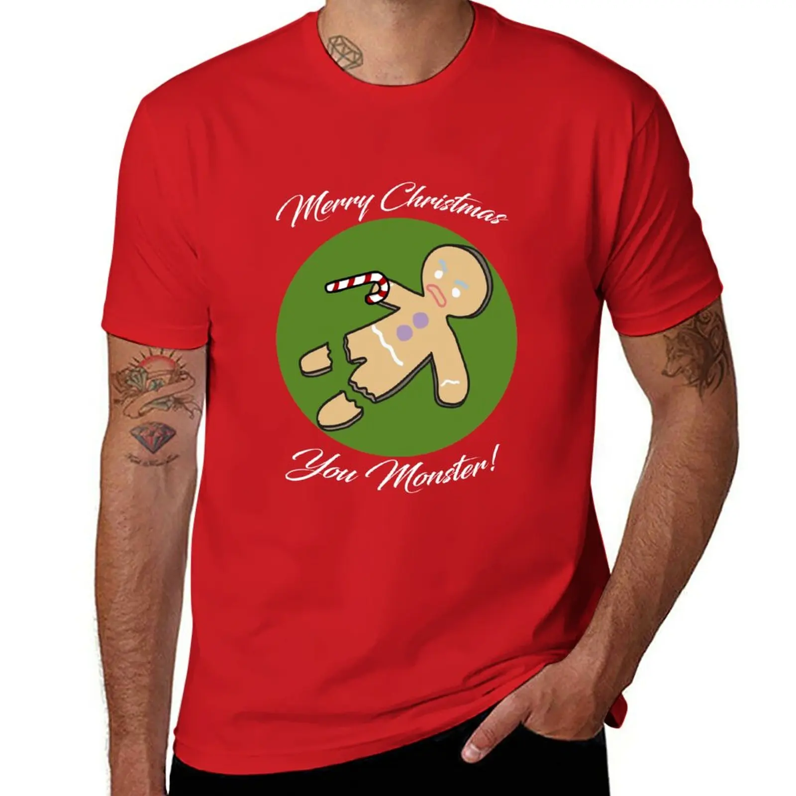 Рождественский Пряничный человечек - Красная футболка, спортивная рубашка для мальчиков, белые футболки, мужская одежда для мужчин