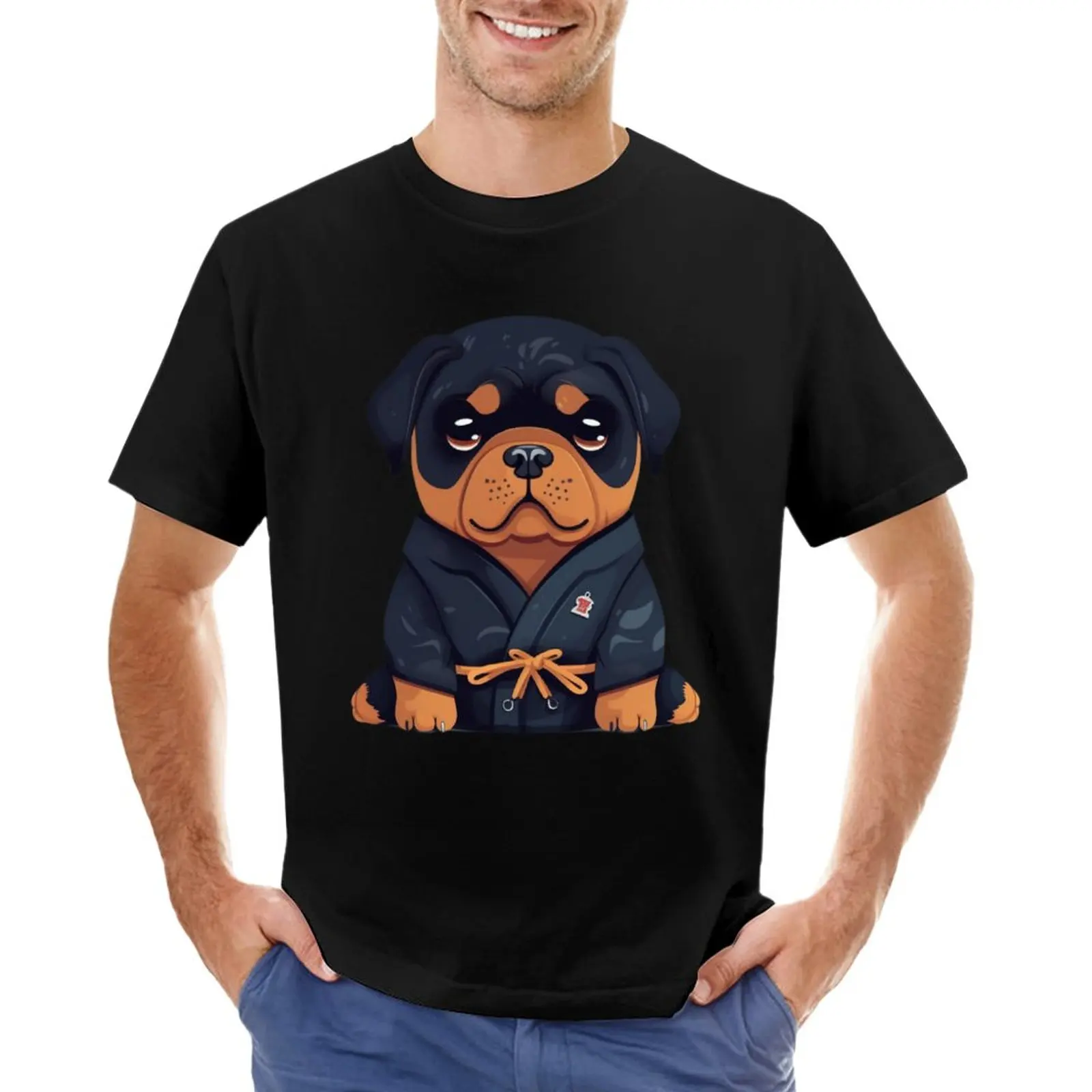 Ротвейлер джиу-джитсу: бесстрашная и милая футболка, забавная футболка, футболка с аниме, топы, одежда для мужчин