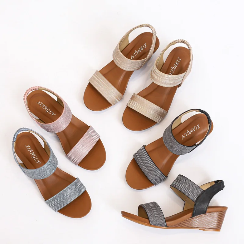 Сандалии, женская Римская обувь, 2023 Новые летние сандалии, Модная женская обувь на танкетке с большим наклоном 42 для женщин