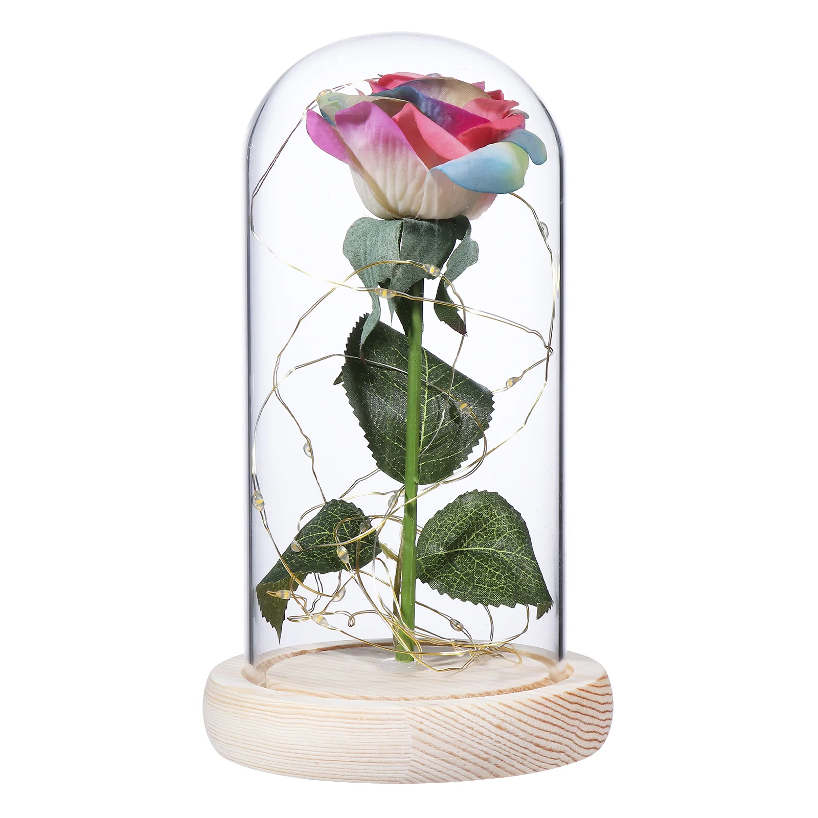 Светодиодный вечный цветок в стеклянной форме, Валентинки, Сохраненная роза, Бессмертный декор обеденного стола с накрытием