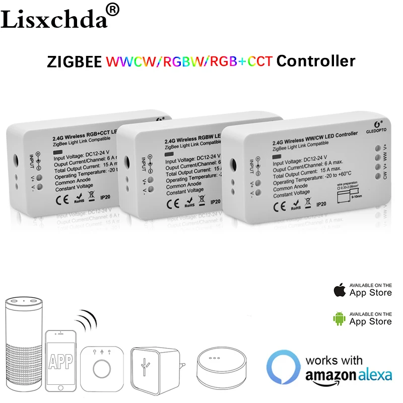 Светодиодный контроллер ZIGBEE bridge RGB/RGBW/RGB + CCT DC12/24V Zigbee APP LED controller контроллер ZLL, совместимый со LED ECHO