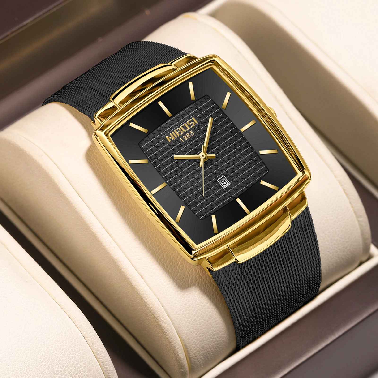 Светящиеся кварцевые мужские часы NIBOSI, лучший бренд класса люкс, Спортивные наручные часы с большим циферблатом, Мужские часы с цифровым номером и датой из нержавеющей стали