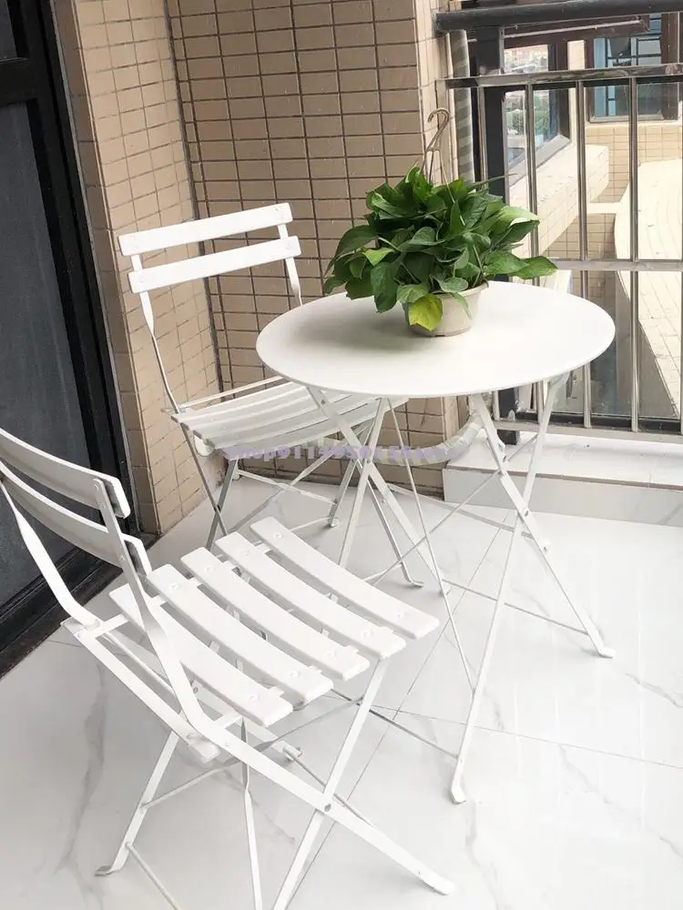 Северный Европейский Янтай, Маленький столик и стул из трех частей, складной для отдыха во внутреннем дворике, Железный стол для художественной террасы, Современный балкон