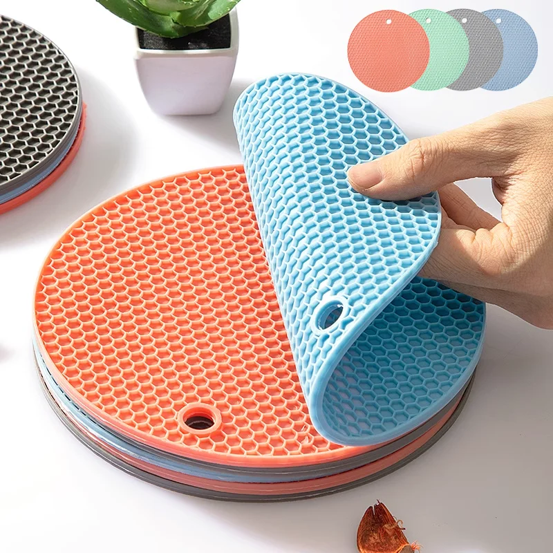 Силиконовый коврик 18x18 см Подставка для посуды Из пищевого материала, Нескользящий настольный коврик, Термостойкий круглый коврик для чашки, Кухонные принадлежности