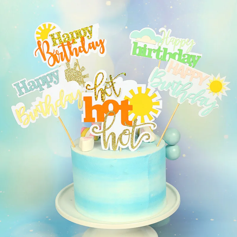 Симпатичное облако, солнце, бумажный топпер для торта, детское украшение для торта с днем рождения, вставка для торта, декоративные принадлежности для вечеринок