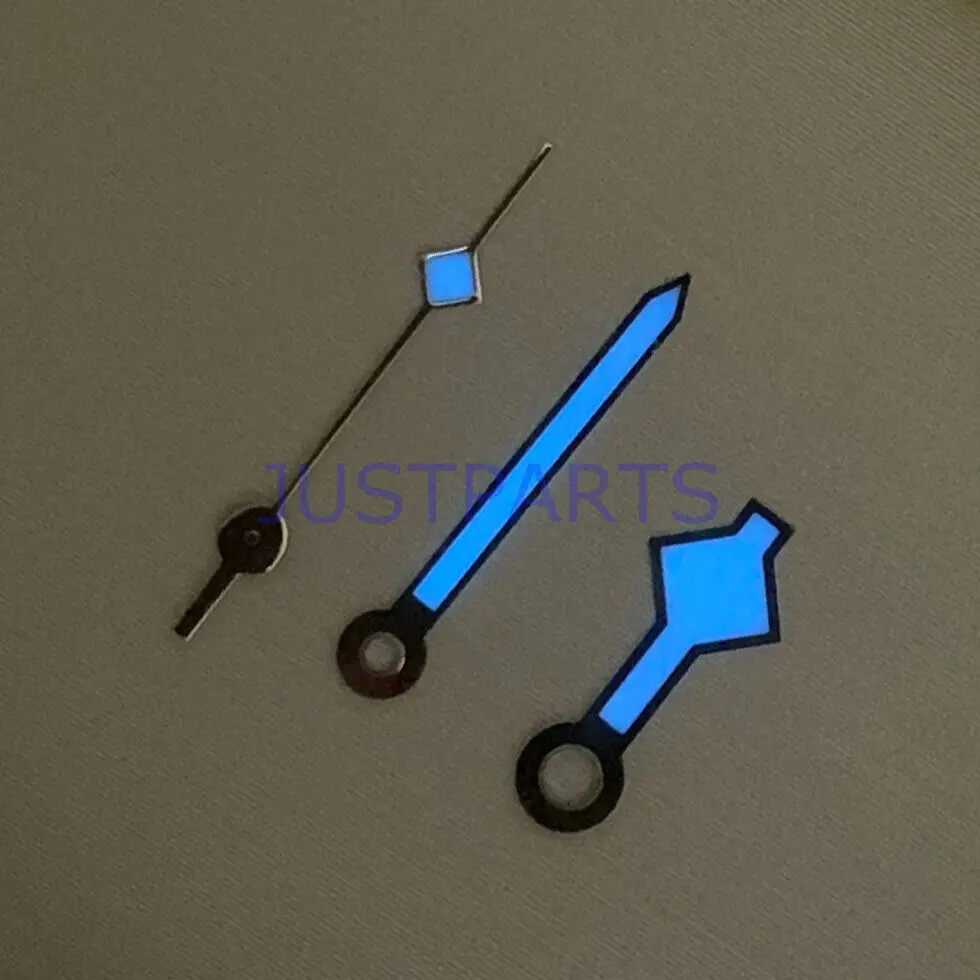 Синие Светящиеся Серебристые стрелки часов с 3 Стрелками для механизма NH35 / NH36