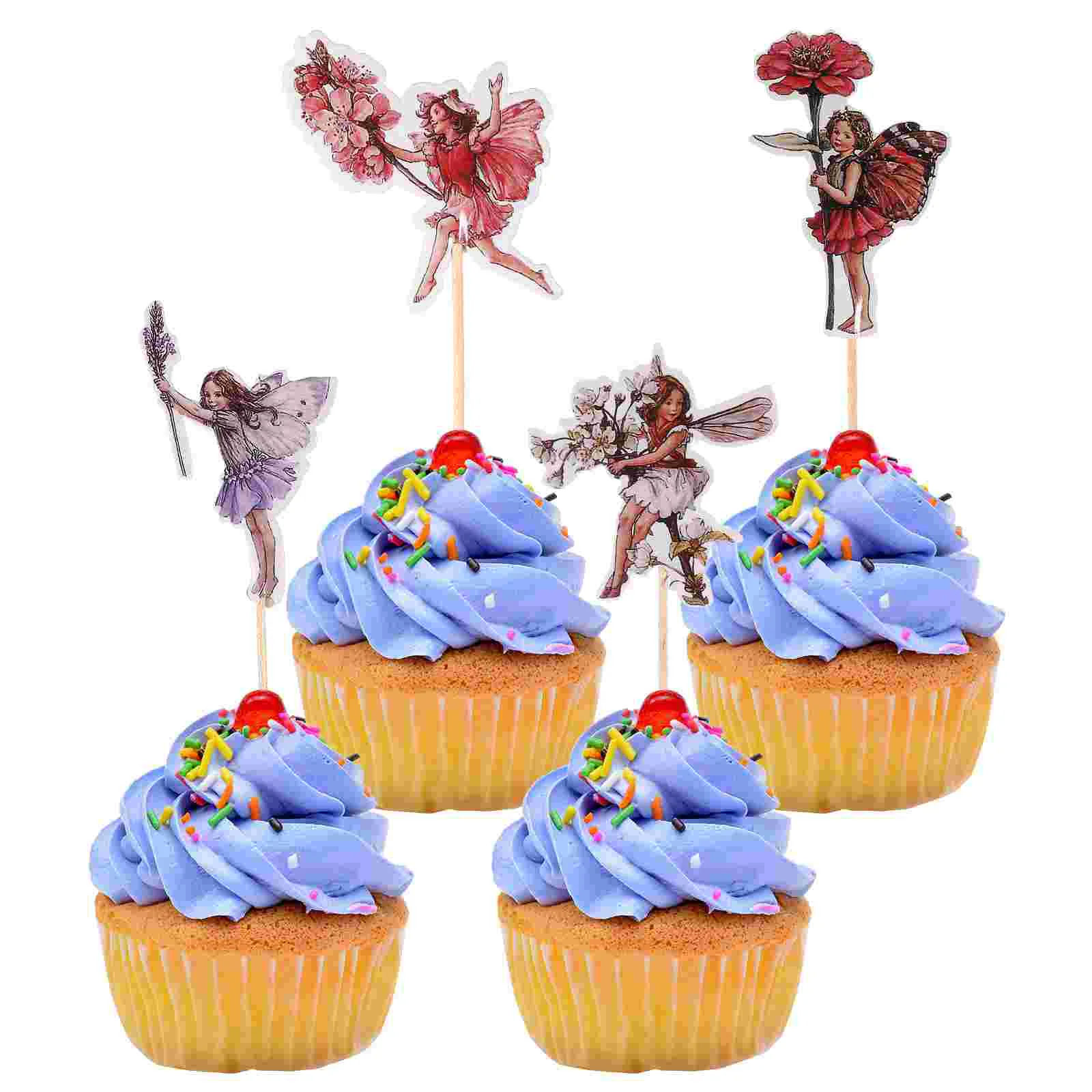 Сказочный Топпер, украшения для кексов, торта, Цветочная вечеринка, Зубочистки, Палочки, Топперы, принадлежности для Дня рождения девочек