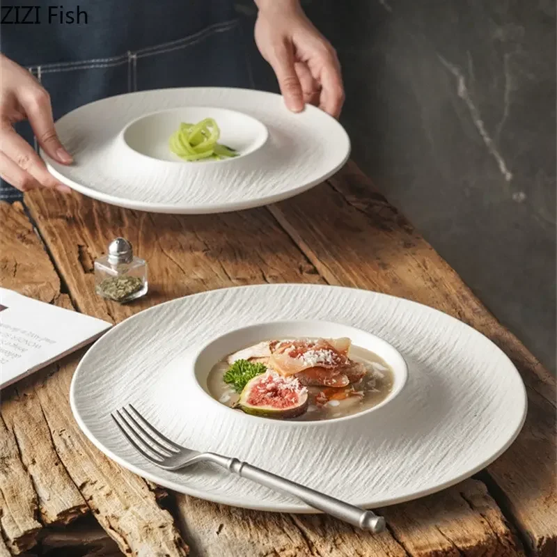 Скандинавская керамическая тарелка для соломенной шляпы в ресторане отеля, тарелка для десерта, салата, стейка, тарелка для украшения еды, Креативная посуда для домашней кухни