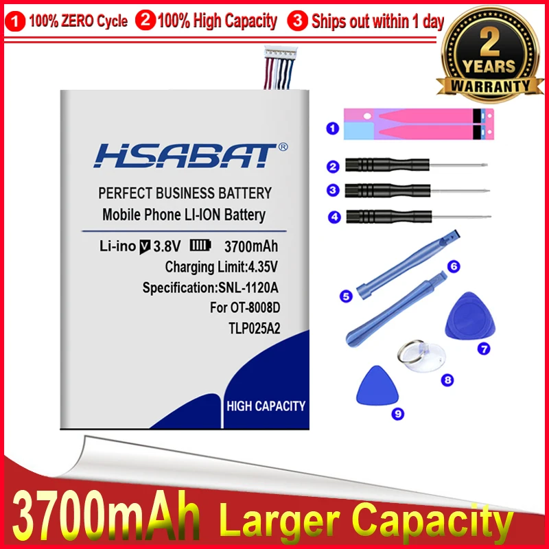 Сменный Аккумулятор HSABAT 3700 мАч Для Alcatel One Battery TLP025A2 Touch idol X + 6043D Scribe HD OT-8008D TCL S960 Y710 Y900