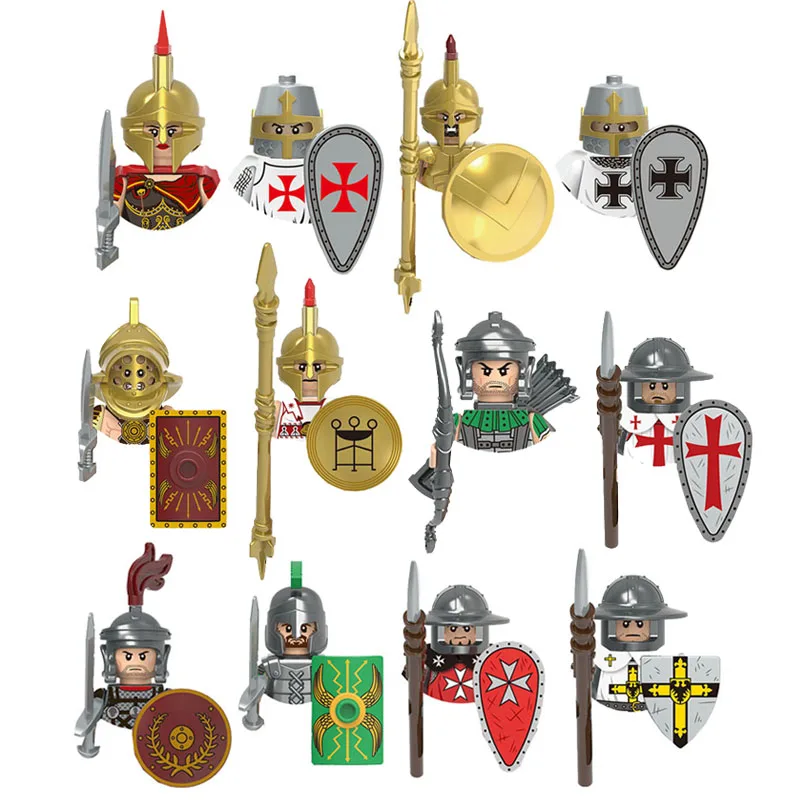 Средневековый Римский Легион, Спартанские воины, рыцари-тамплиеры, Пехотинцы, Лучники, Фигурки, Строительные блоки, Древнее Оружие, Детская игрушка