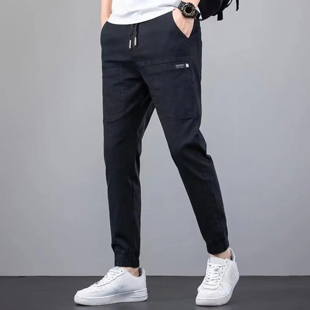 Стираемые стильные эластичные джинсовые брюки на шнуровке, сверхмягкие мужские джинсовые брюки, облегающие для бега трусцой