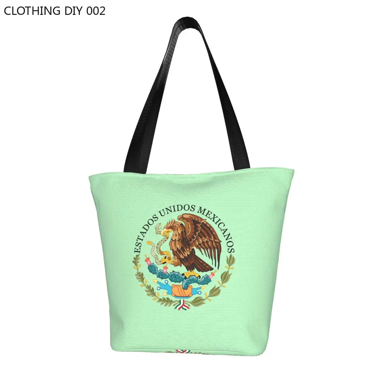 Сумка для покупок с гербом Мексики, женская холщовая сумка через плечо, прочные сумки для покупок с мексиканским флагом, печать продуктовых магазинов