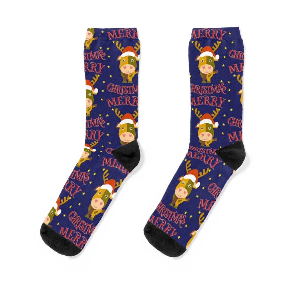 Счастливого Рождества, Санта, детские Носки с коровами, носки до щиколоток, хлопчатобумажные носки, яркие носки с подвязками, Носки Женские Мужские