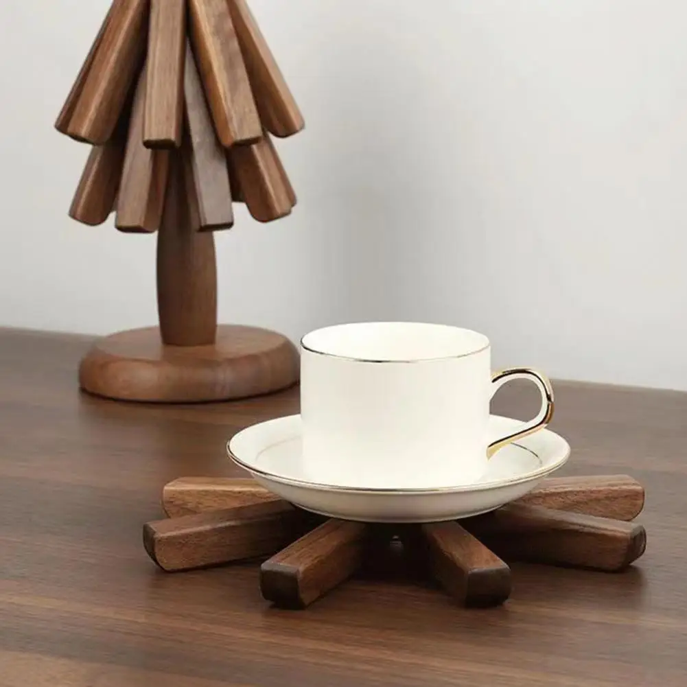 Универсальная термостойкая подставка для столовых приборов Термостойкий изоляционный коврик в форме дерева Защищает стол от горячих блюд с помощью деревянных кастрюль