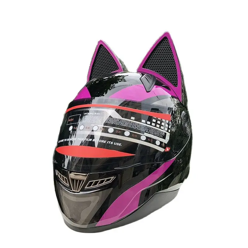 Фиолетовый цвет, индивидуальный мотоциклетный шлем для взрослых, внедорожный шлем с кошачьими ушками, каско для мотокросса, одобренный ЕЭК