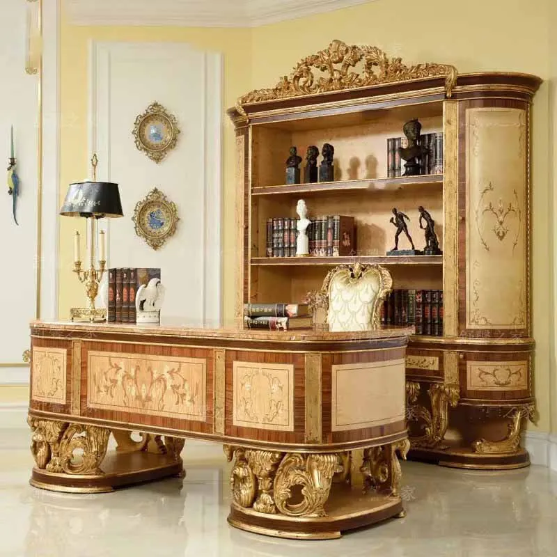 Французский резной стол из массива дерева, роскошная европейская вилла на заказ, итальянское кожаное кресло art princess, весь дом