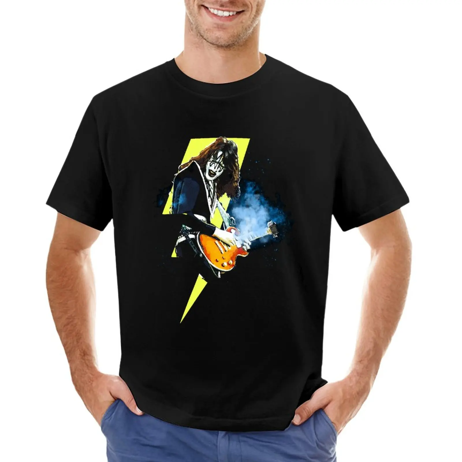Футболка KISS Ace Frehley Shock Me, футболка с животным принтом для мальчиков, спортивная рубашка, мужская тренировочная рубашка
