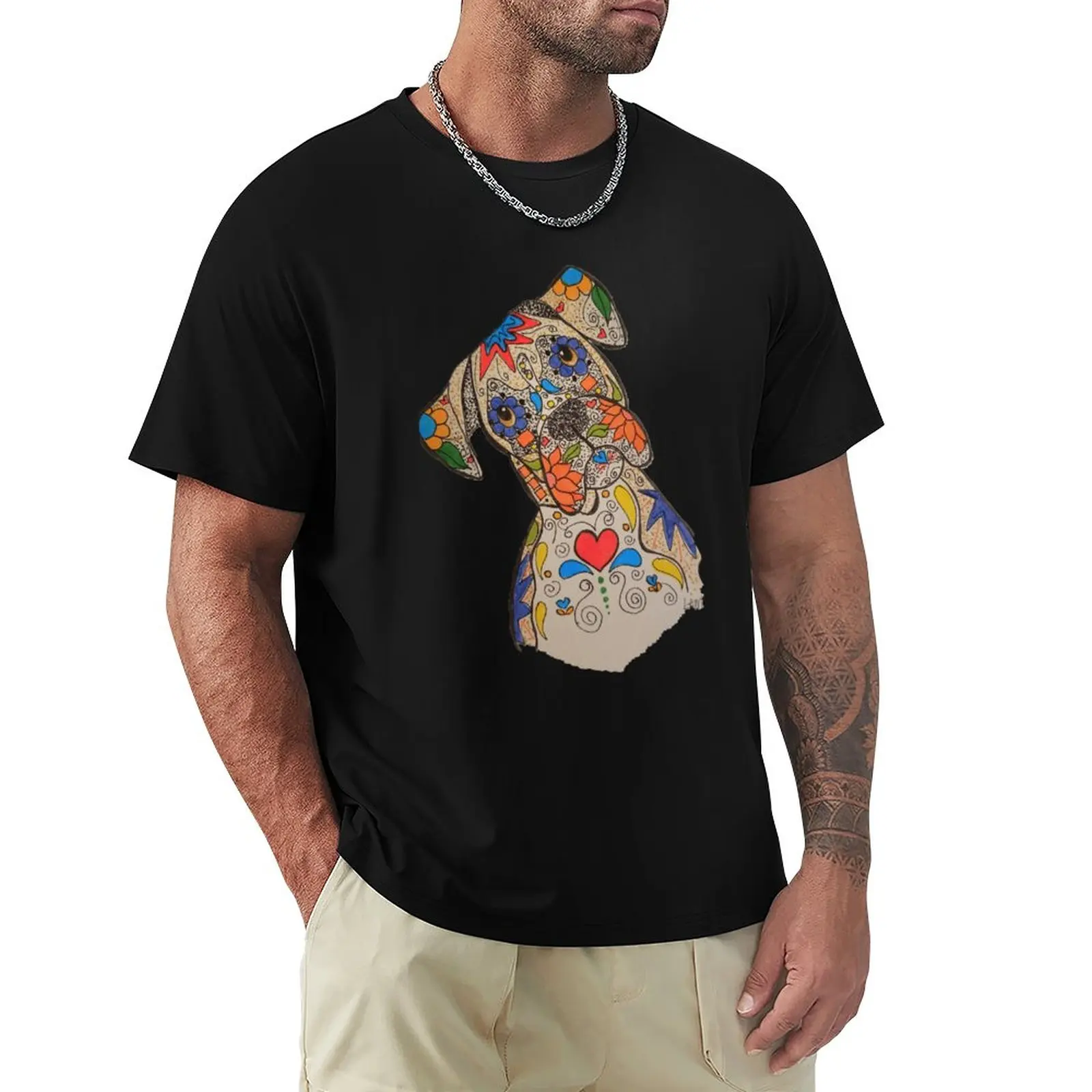 Футболка-боксер с сахарным черепом, изготовленная на заказ, обычная футболка, футболки, мужская одежда