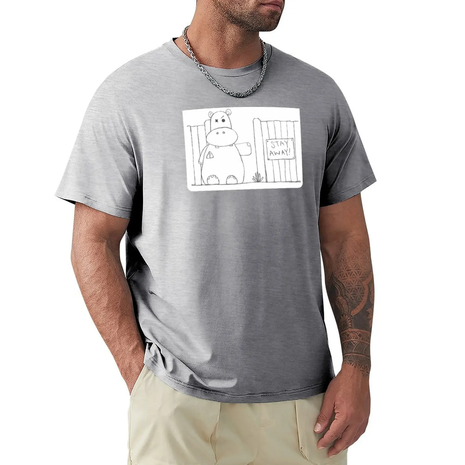 Футболка с бегемотом, винтажная футболка, футболки, мужские однотонные футболки, мужские футболки