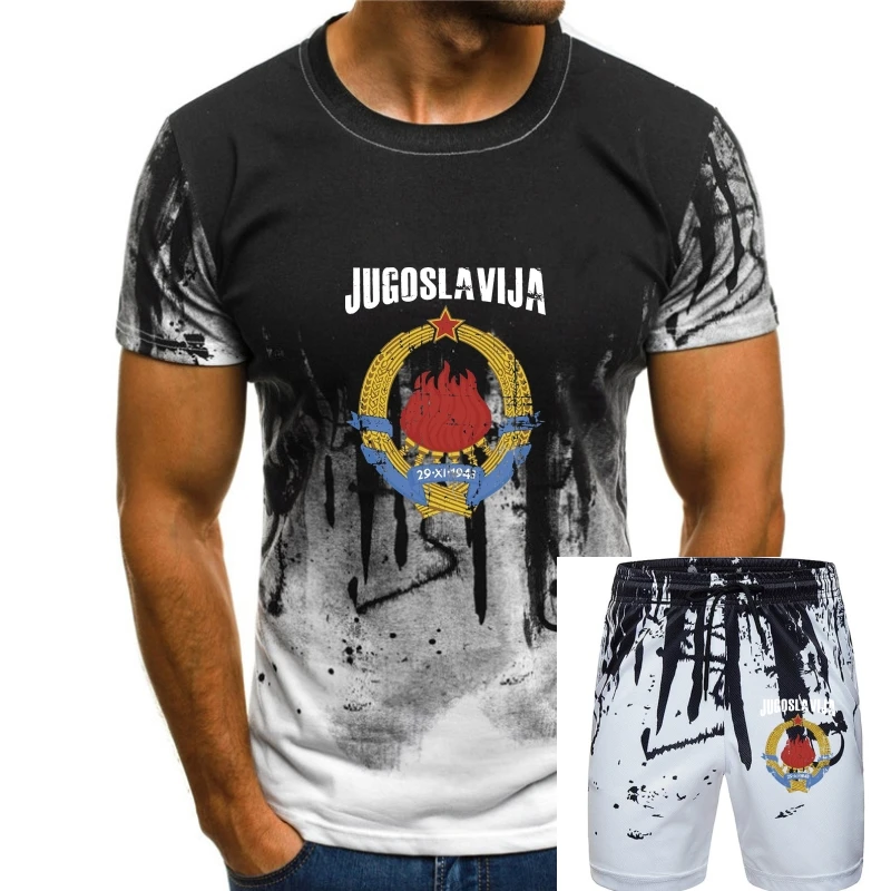 Футболка с гербом Югославии 2020, винтажная черная мужская хлопковая одежда высокого качества, футболка Ringer