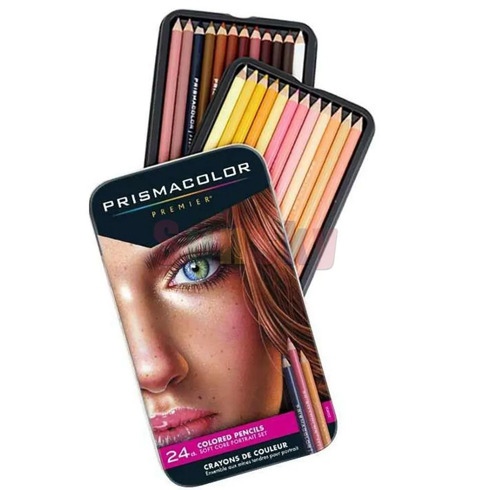 Цветные карандаши Prismacolor Premier, набор для портретов, Мягкая сердцевина, 24 цвета, кремовая сердцевина Оживите ваш портрет с помощью Prismacolor