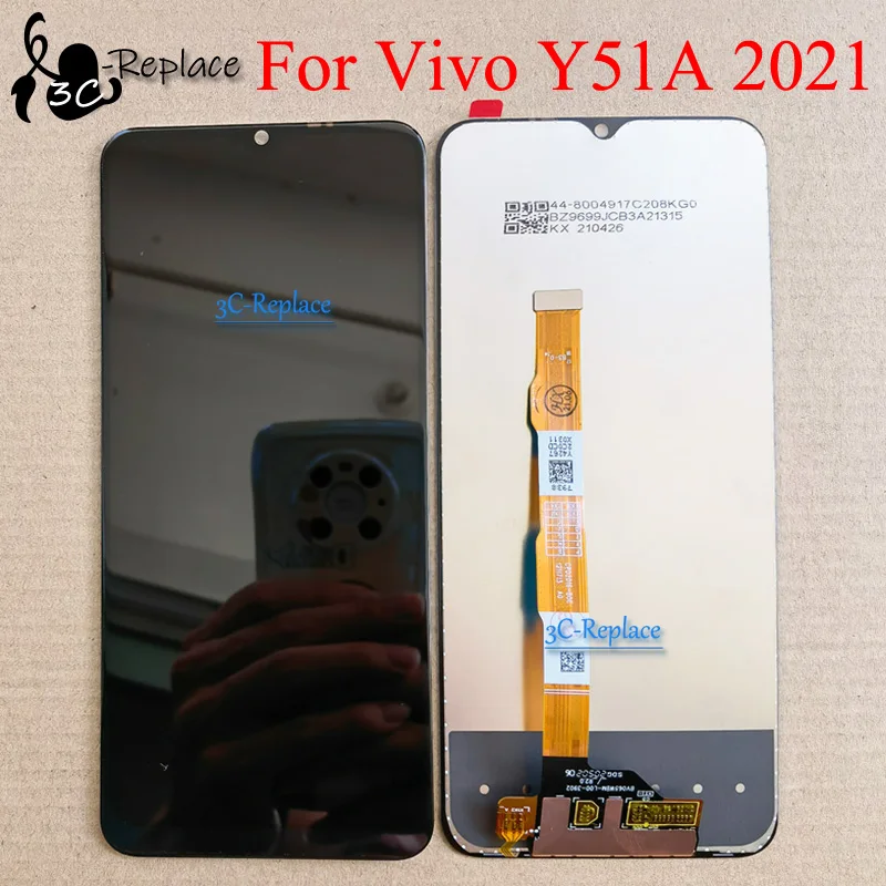 Черный 6,58 ”Для Vivo Y51A V2031 2021 ЖК-дисплей с сенсорным экраном, Дигитайзер, замена панели в сборе