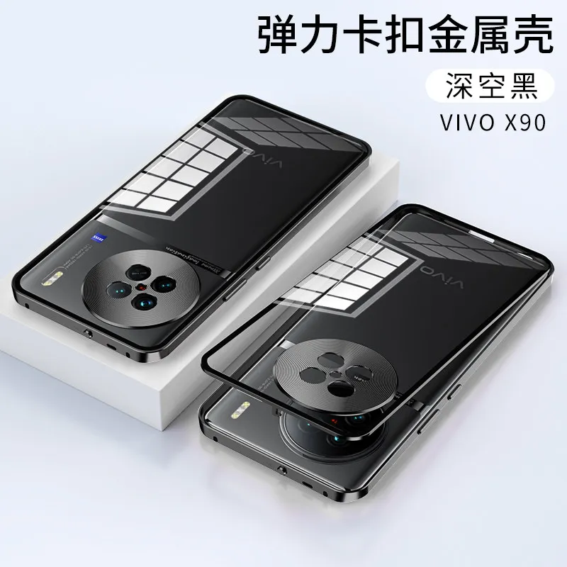 Чехол Для Vivo X90 VivoX90 5G V2241A Металлический Бампер с Прозрачной Задней крышкой из закаленного Стекла Жесткий Чехол для телефона Vivo X90 5G V2241A
