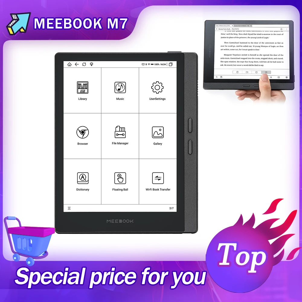 Электронная книга MEEBOOK M7 6,8-дюймовый ридер с чернильным экраном высокой четкости 300PPI, открытая система Android, 32 ГБ оперативной памяти.