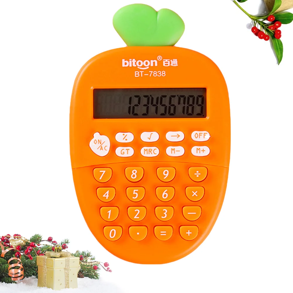 Электронный калькулятор в форме моркови, портативный 12-значный калькулятор, канцелярские принадлежности для финансового отдела гастронома (оранжевый)