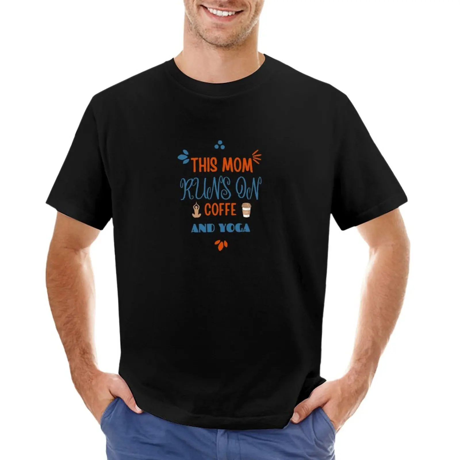 Эта мама питается кофе и йогой, футболка с графическим рисунком, футболки для мальчиков, футболки с животным принтом, футболки для мужчин с графическим рисунком