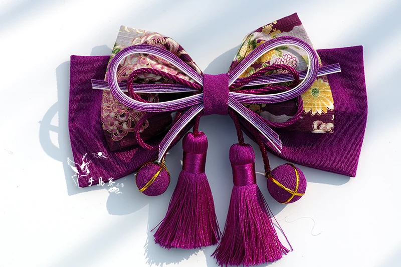 Японское кимоно ручной работы из шелка для новобрачных Лолита фиолетовая заколка для волос с большим бантом Horquilla nupcial japonesa